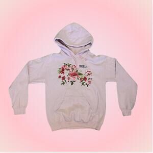 pink graphic hoodie with cherry blossoms